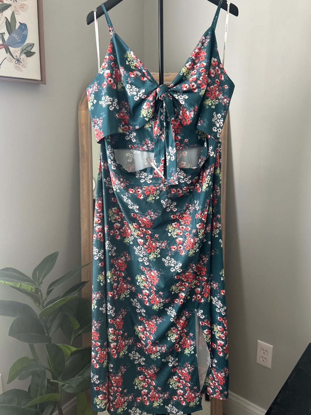 Luxe Teal Floral Dress with Coral and White Blooms